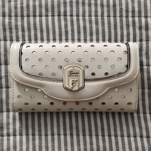 Guess white faux leather wallet